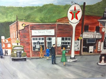 An artist's rendering of the Corner Store adorns my law office.  This was done from an old photo.